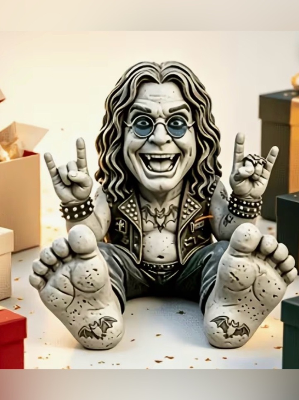 Rock Legend Resin Statue  planter - Ozzy Gray Gothic Home Art